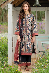 JAZMIN - 3PC KHADDAR PRINTED SHIRT WITH KHADDAR PRINTED DUPATTA AND TROUSER - HZU2510